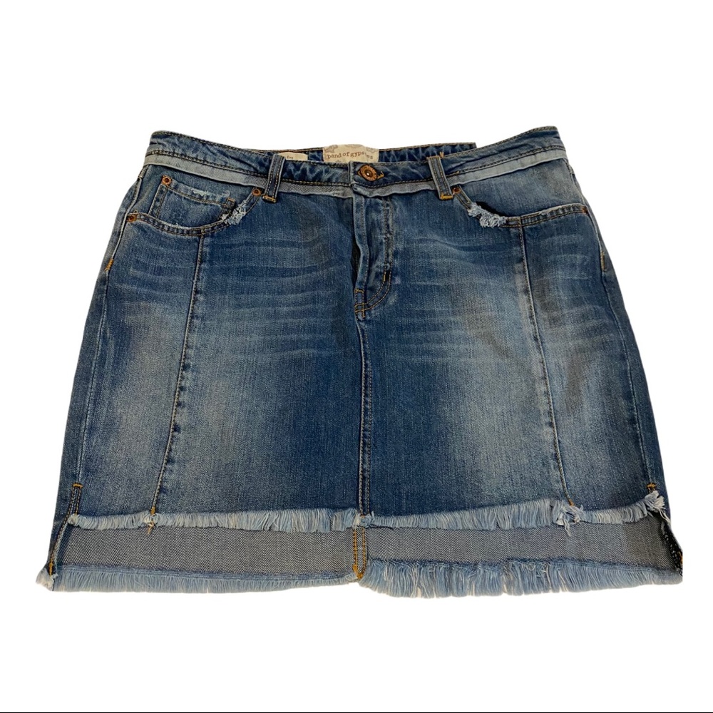 Band of Gypsies Eve 29 Denim Skirt New Hi Low Blue